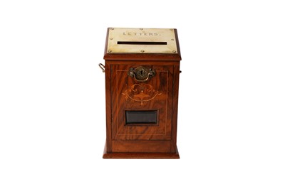 Lot 1394 - An Edwardian inlaid walnut table letter box