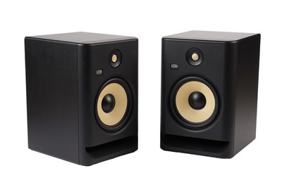 Lot 365 - A pair of KRK speakers and stands