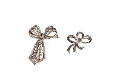 Lot 79 - An antique paste bow pattern brooch; and a marcasite bow brooch