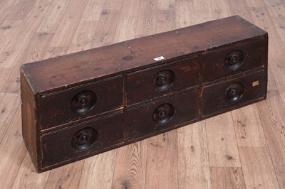 Lot 38 - A 19th Century stained pine bank of drawers