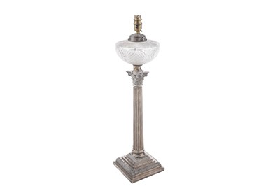 Lot 124 - An Edwardian silver column lamp