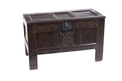 Lot 1494 - A late 17th/early 18th Century joined oak coffer