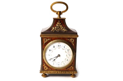 Lot 1371 - A 19th Century French tortoiseshell Pendule d'Officier mantel timepiece