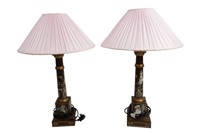 Lot 198 - A pair of Oriental table lamps