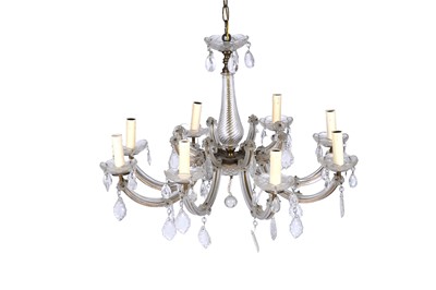 Lot 1400 - An early 20th Century eight-branch glass chandelier