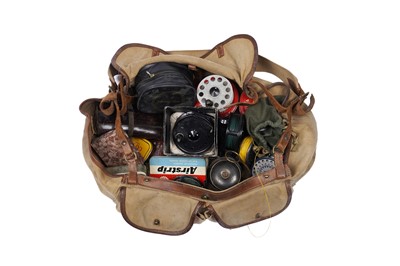 Lot 1843 - A Brady fishing tackle bag and contents