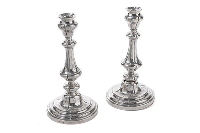 Lot 251 - A pair of 19th Century French silver candlesticks, by Martial Fray of Paris