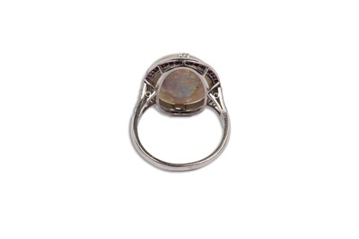 Lot 641 - An Art Deco opal, ruby and diamond dress ring