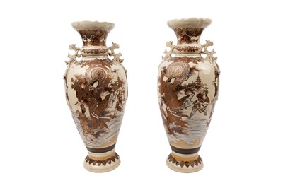 Lot 318 - A pair of early to mid-20th Century Japanese Satsuma vases