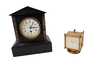 Lot 185 - A 20th Century French marble mantle timepiece; and another