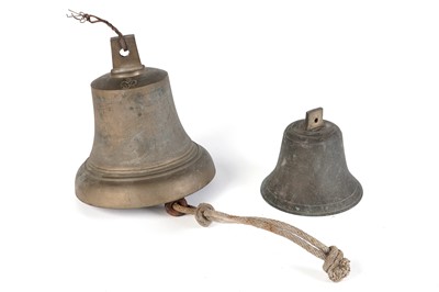 Lot 645 - Two mid-20th Century and one other ship's cast brass bells