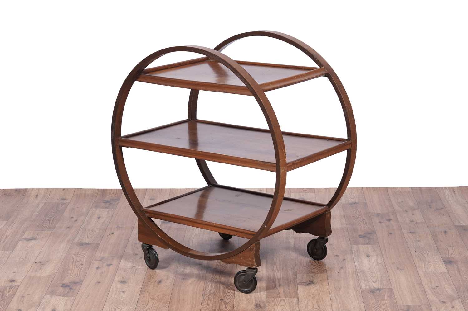 Lot 30 - An Art Deco walnut three-tier tea trolley