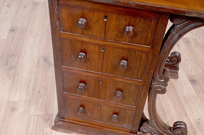 Lot 24 - A Victorian rosewood davenport and a blanket box