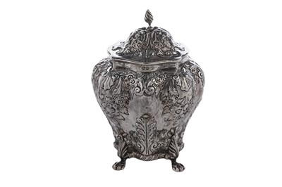 Lot 181 - A late Victorian silver tea caddy of bombé form