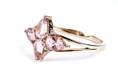 Lot 113 - A Cherry Blossom morganite and pink diamond flower cluster dress ring