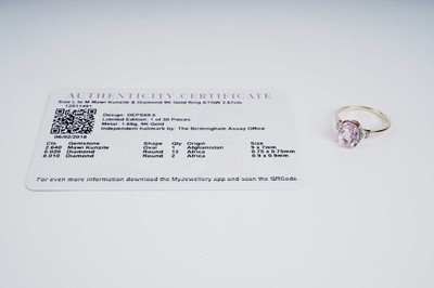 Lot 116 - A Mawi kunzite and diamond dress ring