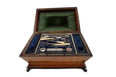 Lot 276 - A late 19th Century birdseye maple Dutch bombé style sewing box