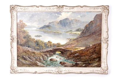 Lot 1677 - Graham Williams - Highland Landscape with Packhorse Bridge | oil