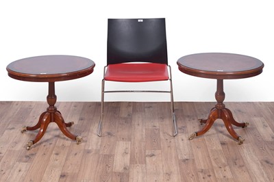 Lot 23 - A pair of zebrawood lamp tables; and an Xpresso chair