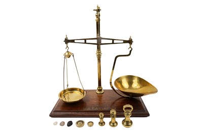 Lot 295 - A set of 19th Century brass scales, by W. & T. Avery Ltd., Birmingham