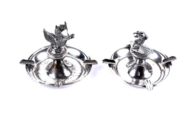 Lot 993 - A pair of Indian white metal ashtrays by Garrard & Co