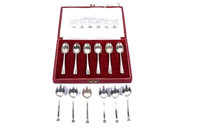 Lot 1117 - Two sets of six silver teaspoons