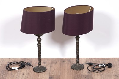 Lot 179 - Heathfield & Co: a pair of ‘Olivia’ contemporary bronzed cast metal naturalistic table lamps