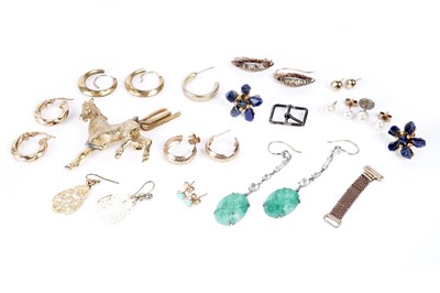 Lot 284 - A selection of gold earrings; and other jewellery