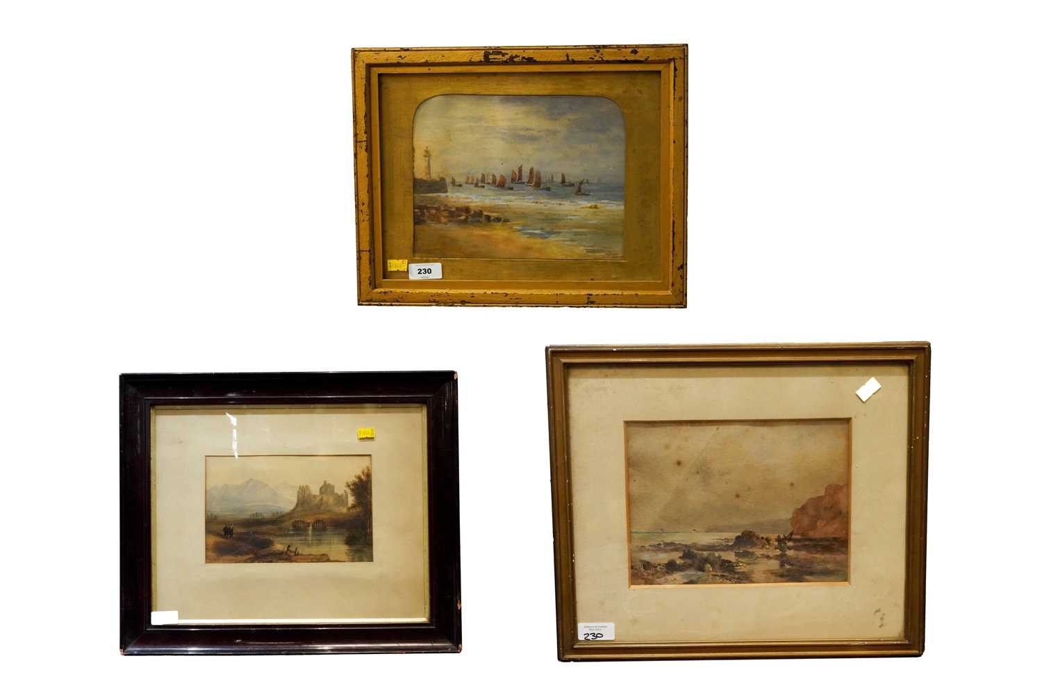 Lot 230 - Thomas E. Clegg - Coastal View with Fishing Boats | watercolour