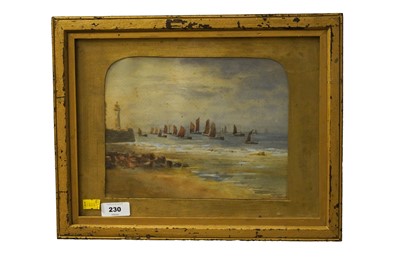 Lot 230 - Thomas E. Clegg - Coastal View with Fishing Boats | watercolour