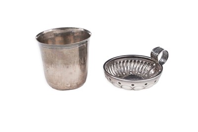 Lot 45 - A late 18th century (Louis XVI) French silver beaker; and a French silver wine taster