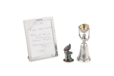 Lot 346 - A miniature silver wager cup; and two card holders