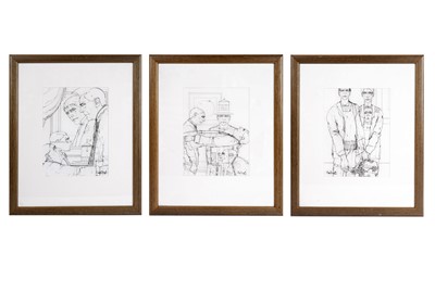 Lot 164 - John Boyd - Three works: The Threateners, Grauitas II, and The Suitors | pencil drawings