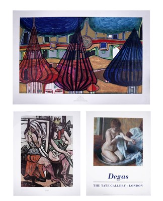 Lot 500 - Three posters of works by Hundertwasser, Degas and Beckmann