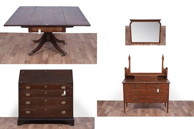 Lot 82 - A George III bureau, Pembroke table and dressing chest.