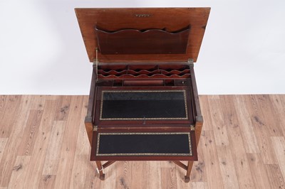 Lot 66 - An Edwardian inlaid mahogany campaign secretaire