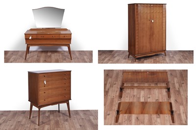 Lot 89 - Alfred Cox (AC Furniture), probably for Heals: a Mid Century walnut four-piece bedroom suite