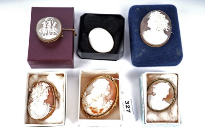 Lot 327 - A selection of antique and later carved shell cameo pendants