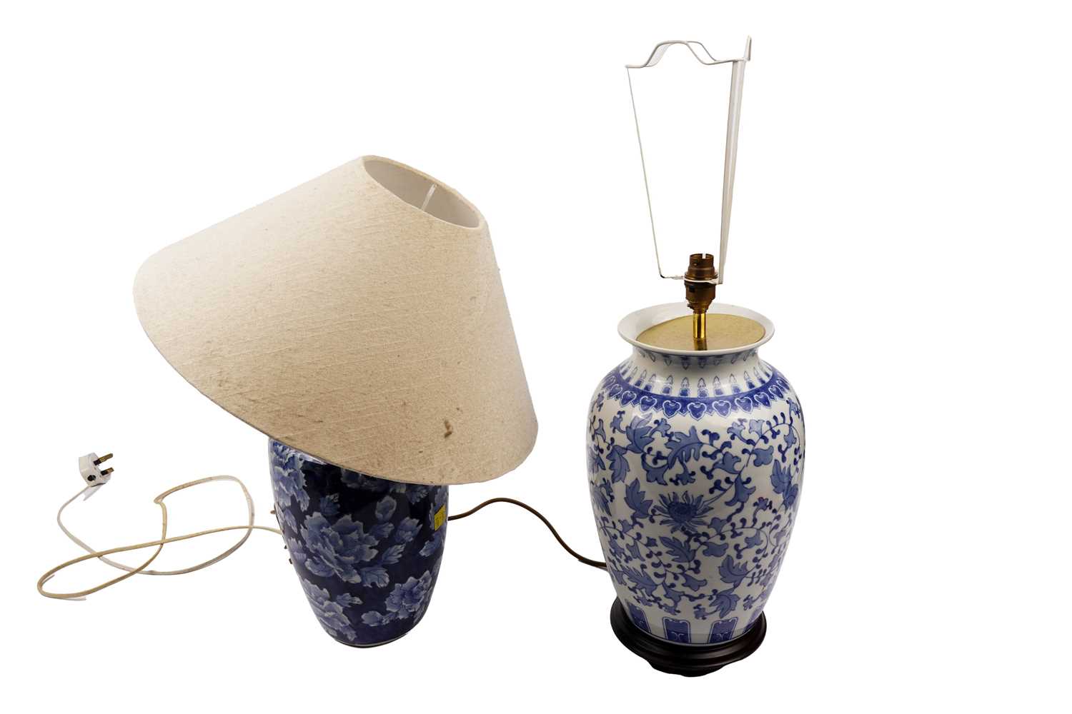 Lot 307 - Two 20th Century Oriental blue and white lamps