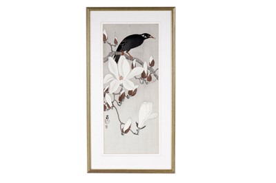 Lot 1574 - Ohara Koson - Myna on Magnolia Branch | woodblock print