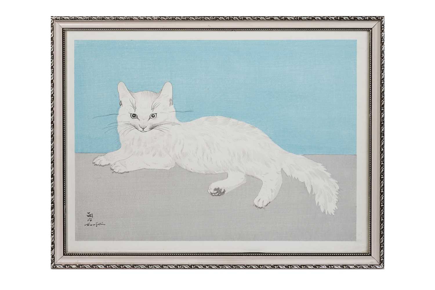 Lot 915 - Leonard Tsuguharu Foujita - White Cat | woodblock print