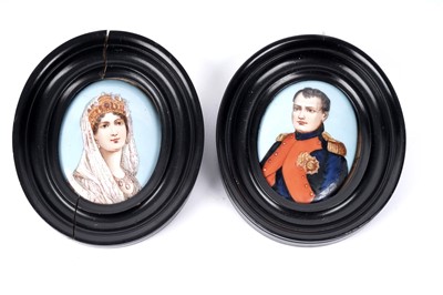 Lot 300 - Two 19th Century portrait miniatures of Napoleon and Josephine