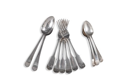 Lot 222 - A matched set of six George IV silver North Country tableforks; and other flatware