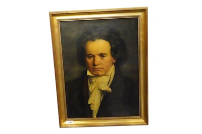 Lot 250 - A tapestry, map, and Beethoven portrait