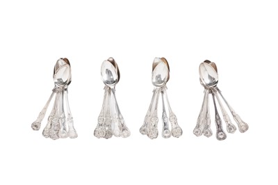 Lot 214 - Three sets of silver teaspoons including: six Scottish silver teaspoons, Queen's pattern