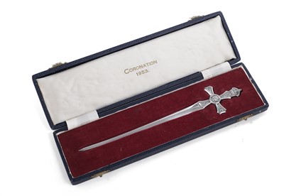 Lot 439 - An Elizabeth II coronation commemorative silver paperknife