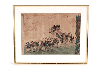 Lot 1580 - Mid 19th Century Japanese School - A Parade of the Red-Haired Foreigners | woodblock print