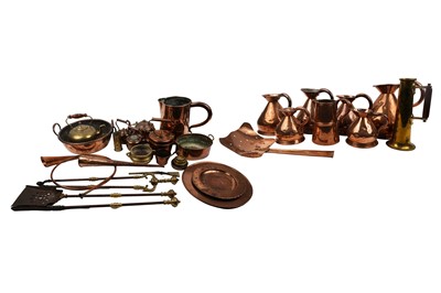 Lot 440 - A collection of late 19th Century and later copper and brass wares