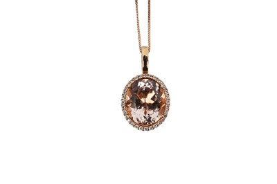 Lot 680 - A morganite and diamond cluster pendant