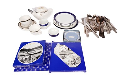 Lot 709 - A part canteen of ‘Cunard Line’ electroplated cutlery; and a collection of Cunard Line china